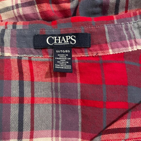 Chaps - Red, White, and Blue Plaid Button Down - Women's 1X - Picture 3 of 3